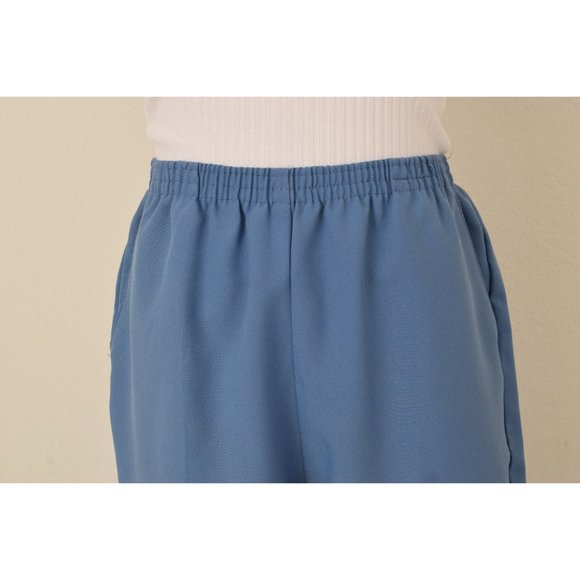 Vintage 80s Cornflower Blue Gathered Waist Polyester Trousers | 26-34 waist - Picture 5 of 7